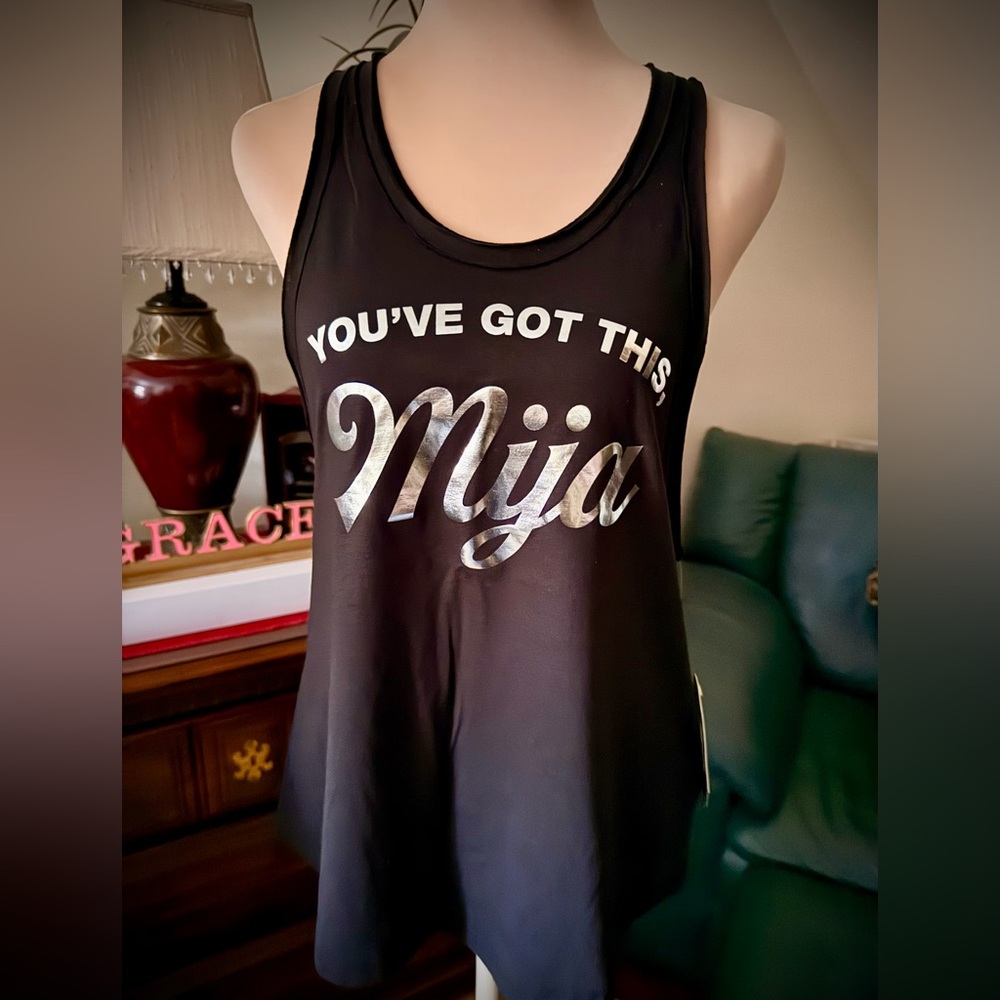 Zumba Fitness Black Tunic Tank with Silver Text